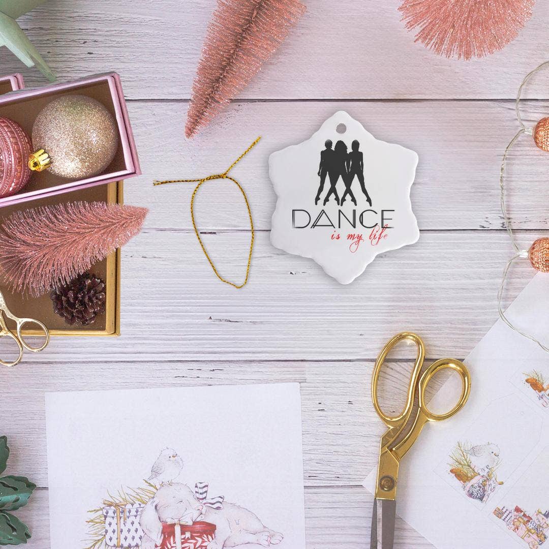 3dRose - Wholesale Ornament - 3dRose, Three female figures of black color. Text Dance is my life on white, Ornament5