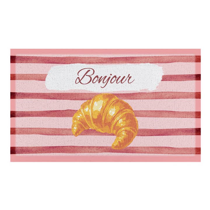 Croissant Bonjour Indoor Outdoor Doormat (70 x 40cm) for wholesale by Artsy Mats