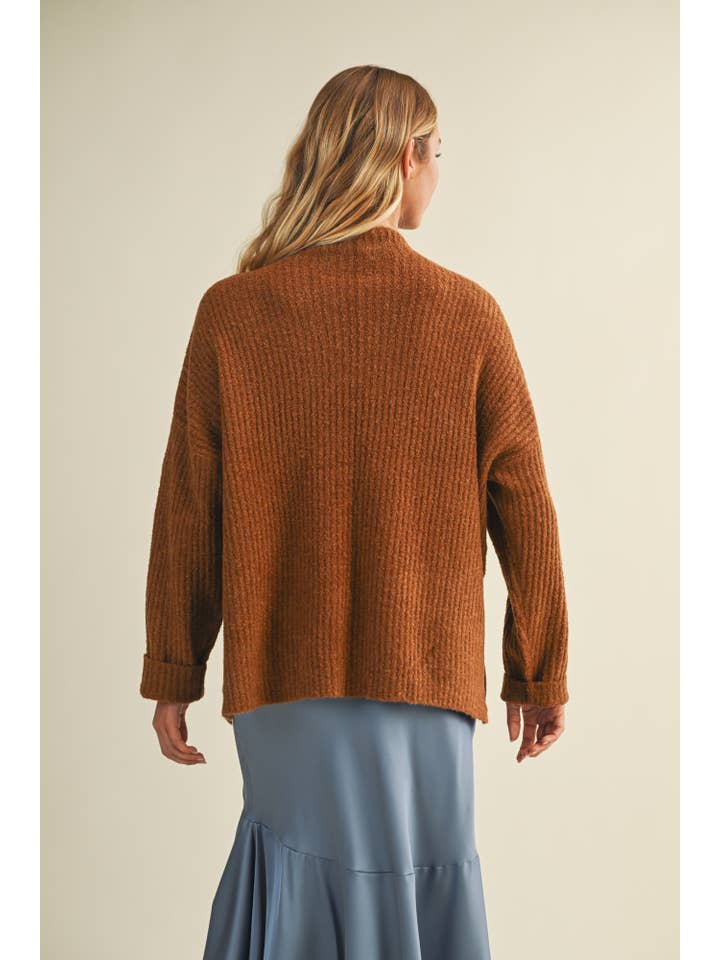 Mustard Seed - Wholesale Knit Sweater - Women's - MOCK NECK OVERSIZED SWEATER TOP3