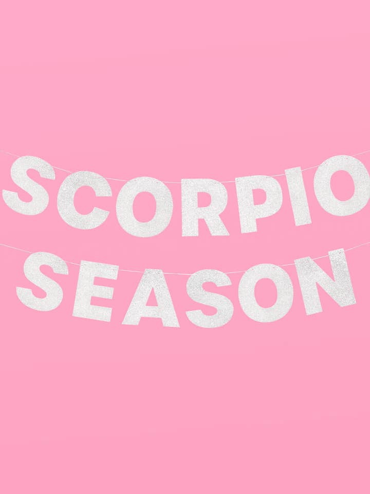 Birthday Party Zodiac Scorpio Glitter Banner, Bday Decor for wholesale by xo, Fetti