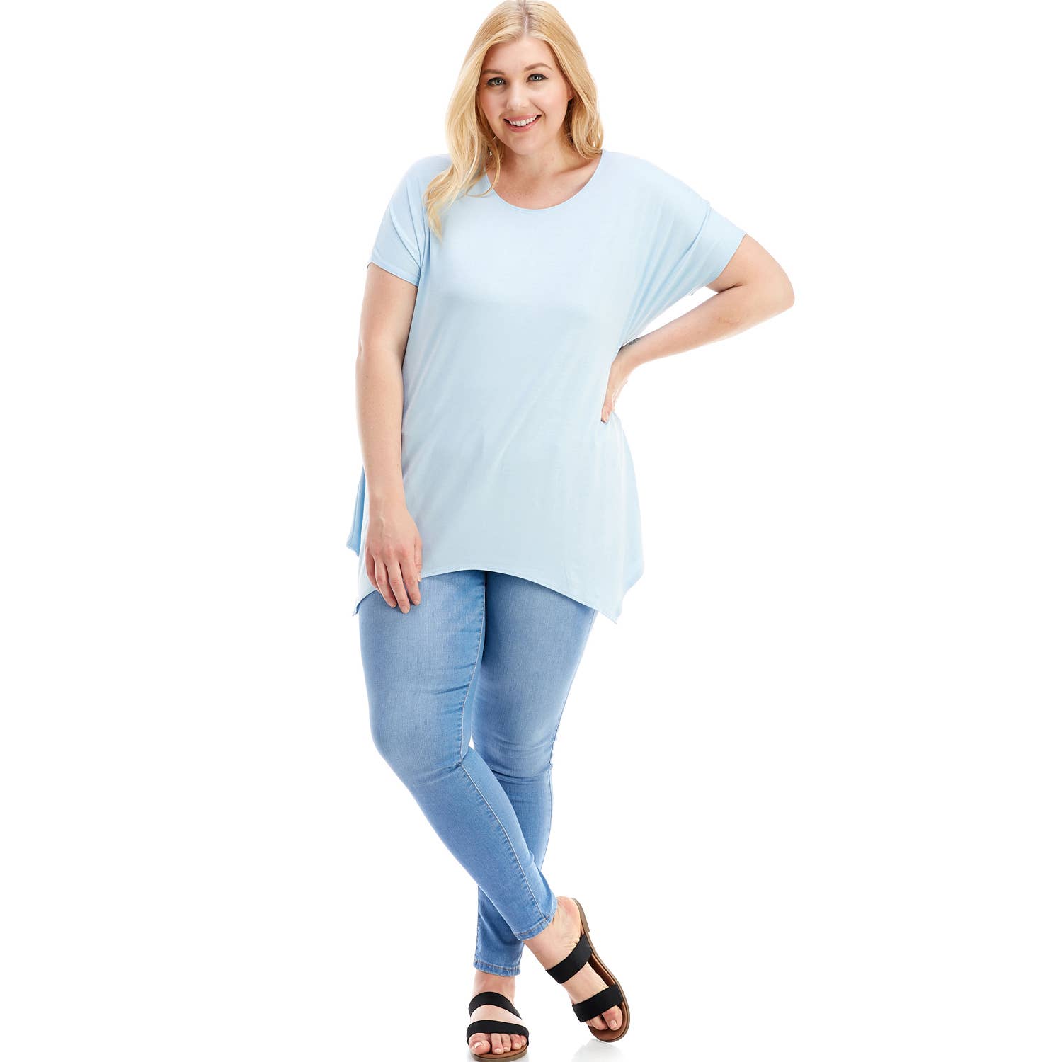 Azules Clothing - Wholesale Tunic - Women's - ATP-2307RSX Plus Size Asymmetric Short Sleeve Tunic72