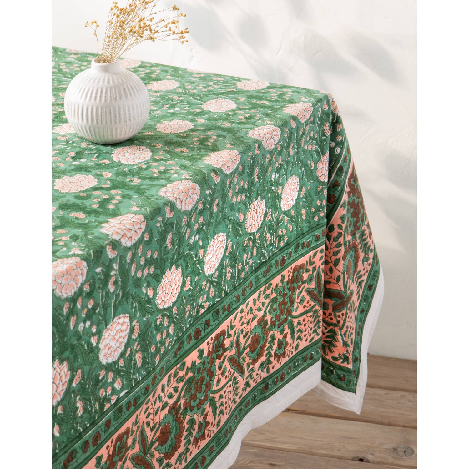 Danica Heirloom - Wholesale Tablecloth - Peony Block Print Tablecloth 60 x 90 Inches2