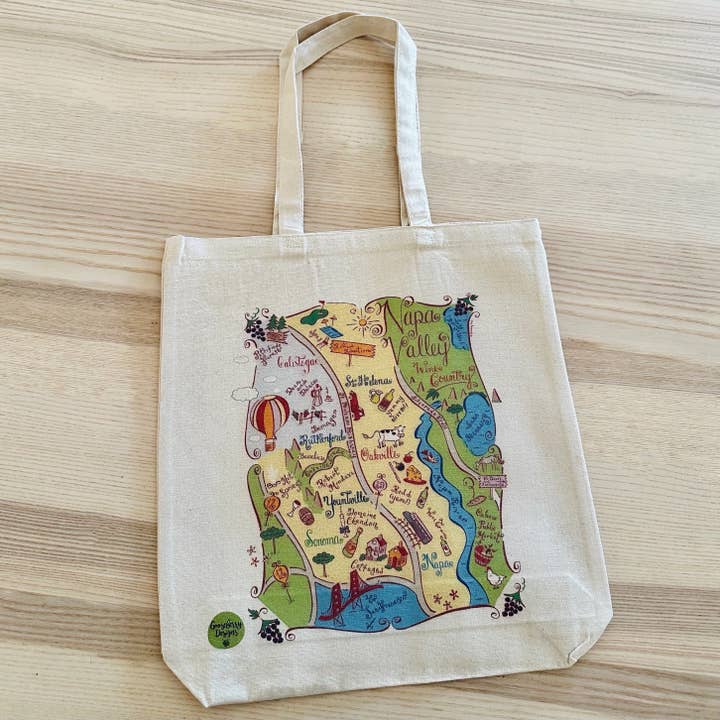 Sac fourre-tout en toile de coton Napa Valley CA pour la vente par Gooseberry Designs