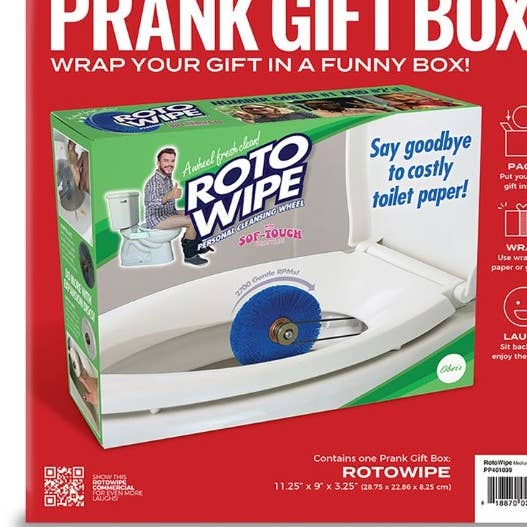 Prank Gift Box - Roto Wipe 1ct Box for wholesale by Grandpa Joe's Candy Shop
