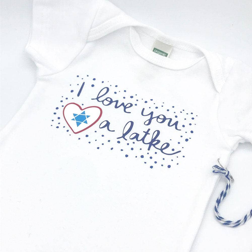 Sunny Day Designs – Großhandel Body (ohne Füße) – Baby – Love You A Latke Baby-Einteiler aus Bio-Baumwolle (1. Ordnung P-Pk)1