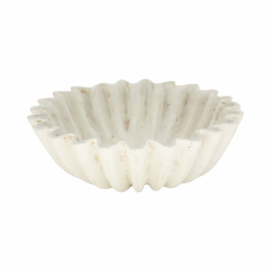 Sagebrook Home - Wholesale Decorative Plate/Dish/Bowl - Decorative Bowl - White Paper Mache Modern Fluted, 13 in.5