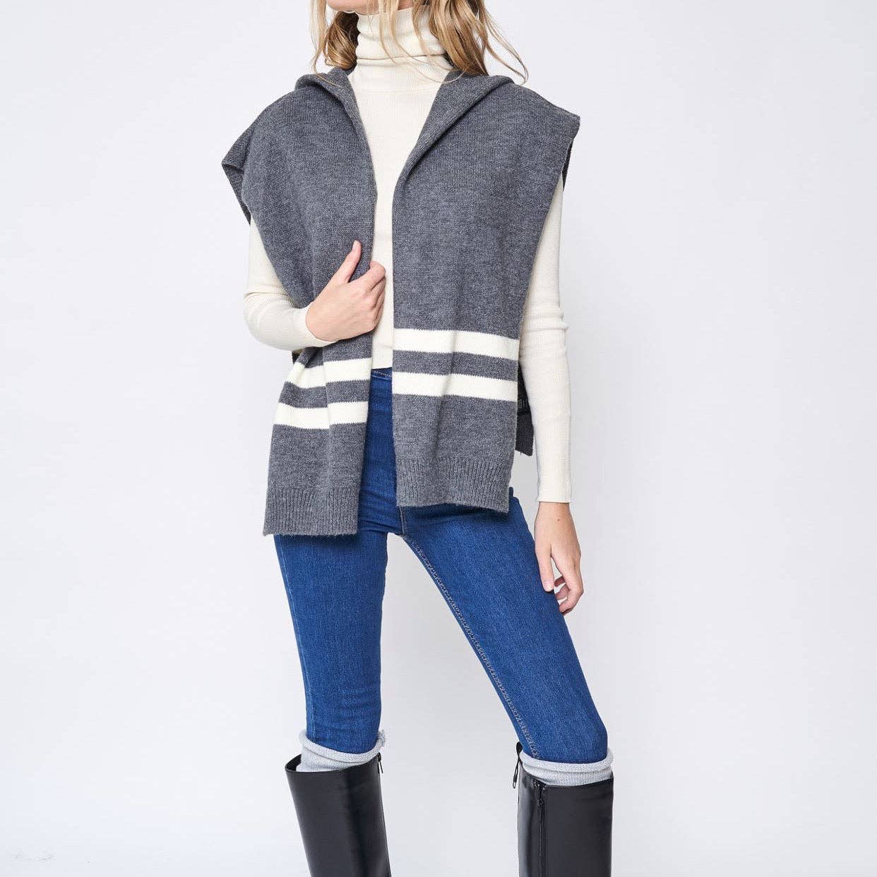 Ellison+Young - Vente Écharpe – femme - Foulard à capuche On The Yacht en pull3