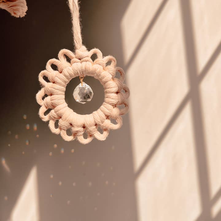 Meraki The Studio Co. - Wholesale Suncatcher - Macrame Suncatcher Flower | Window Hanging Light Catcher