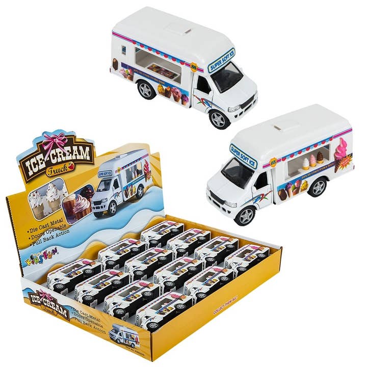 5" DIE-CAST PULL BACK ICE CREAM TRUCK LLB Car Toys for wholesale by La Luna Bella - Toys