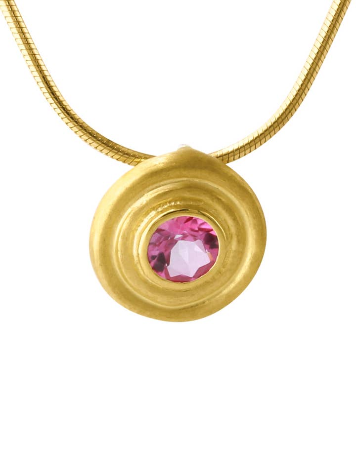 Ciondolo in argento "doppia onda", placcato in oro 18ct, con topazio rosa per la vendita all'ingrosso da parte di Campur GmbH