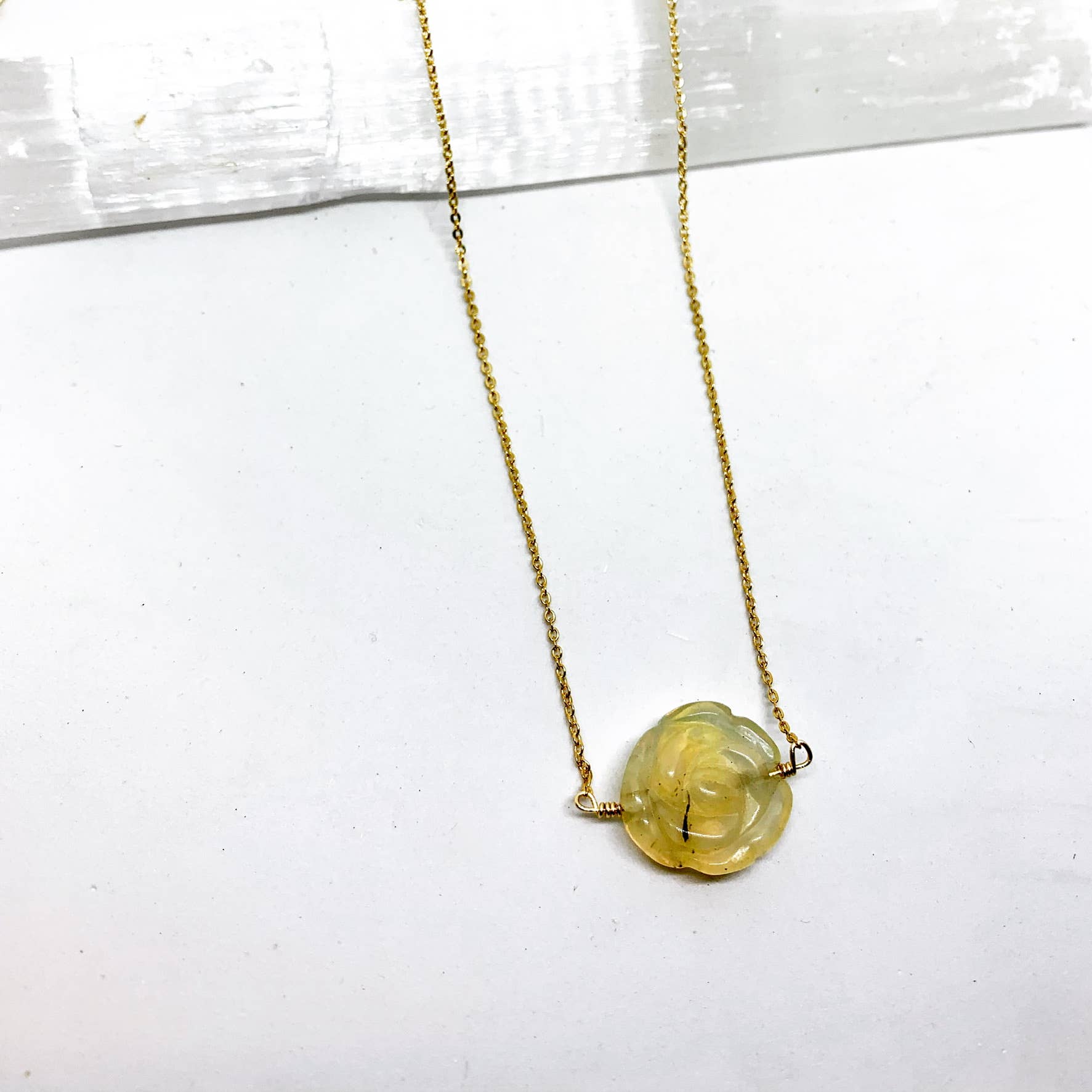 RADA Handmade Jewelry - Wholesale Pendant/Charm Necklace - Opalite (carved) rose necklace1