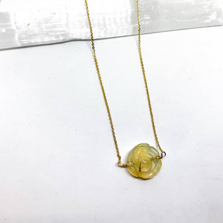 RADA Handmade Jewelry - Wholesale Pendant/Charm Necklace - Opalite (carved) rose necklace1