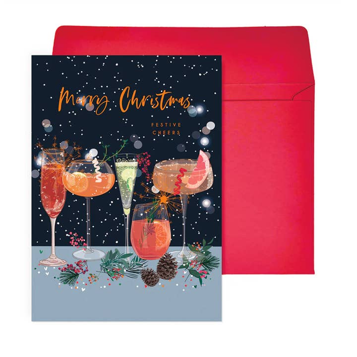 Vrolijk Kerstfeest Cocktails Enkele Kerstkaart voor wholesale door NIQUEA.D