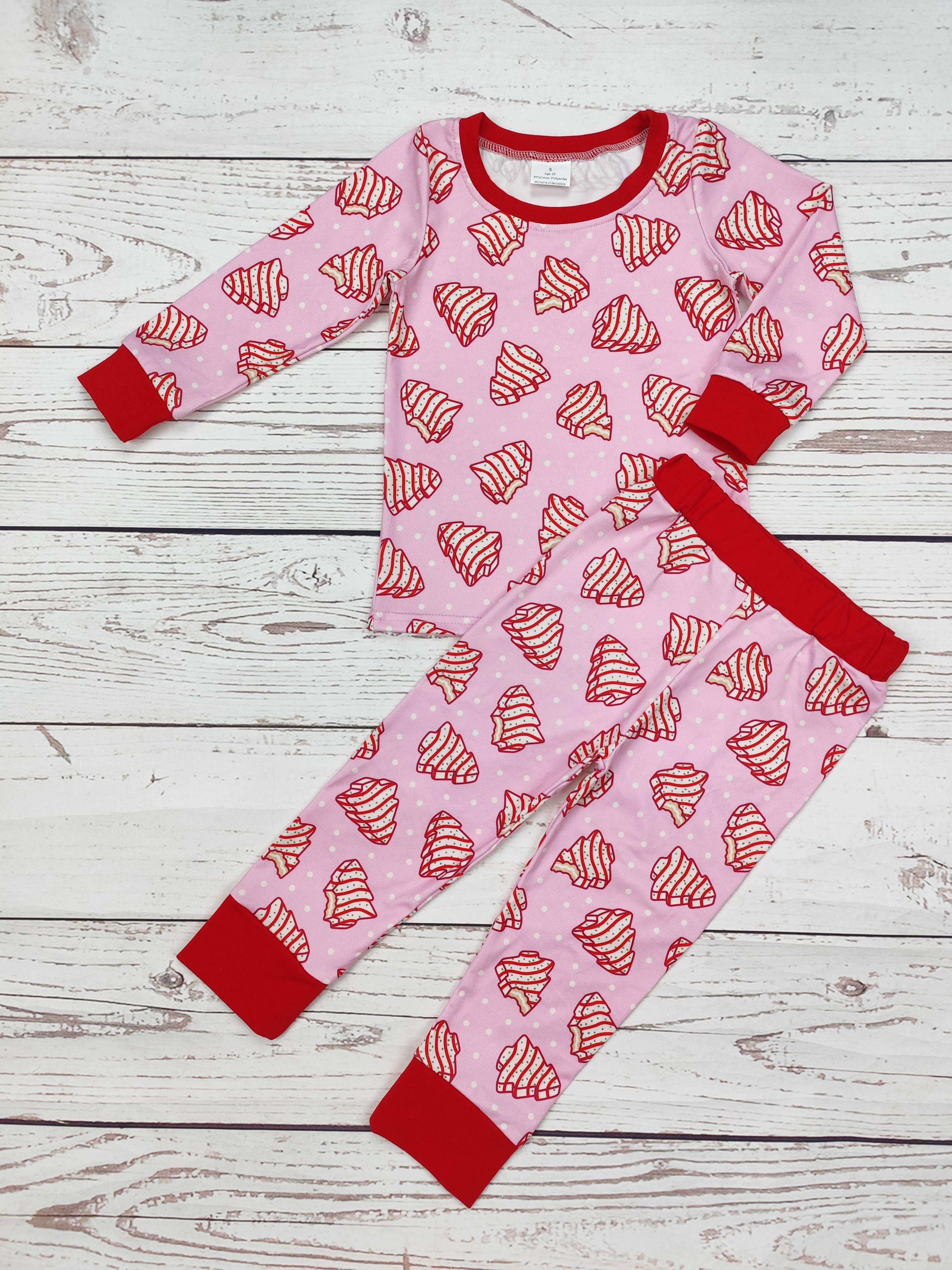 sassy kids palace – wholesale Pyjamasset - Barn – Flickkakor Skriv ut julpyjamas1