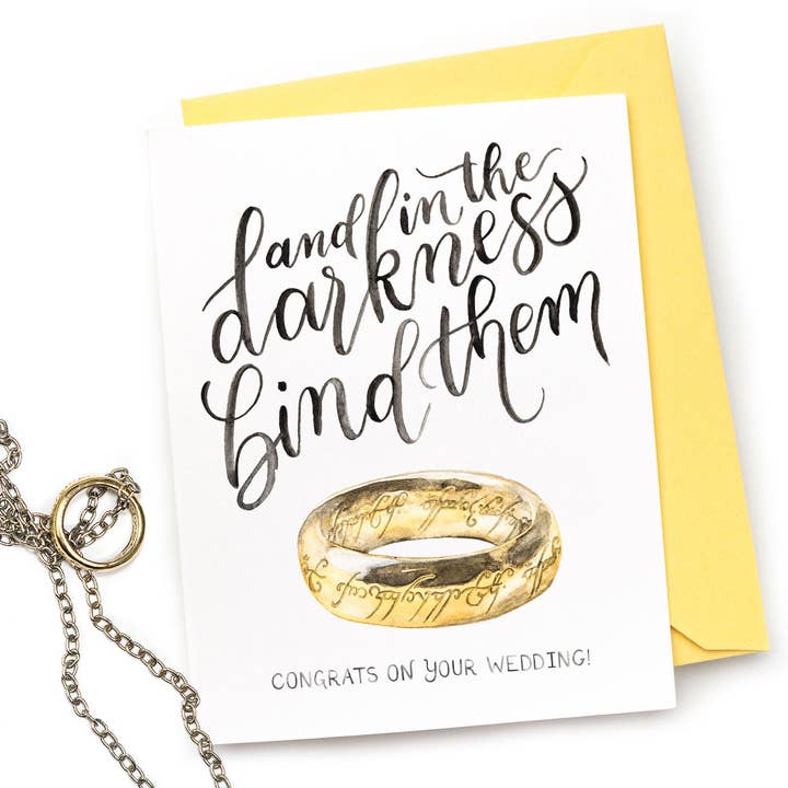In the Darkness One Ring Card — Nerdy Funny Wedding Card for wholesale by CharmCat