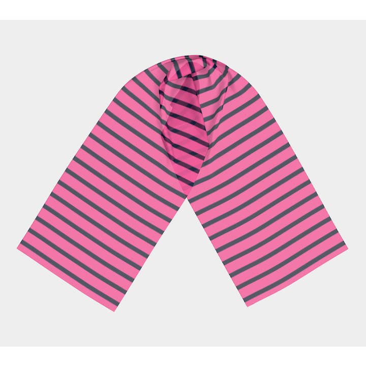 Striped Long Scarf - Navy on Pink for wholesale by SummerTies