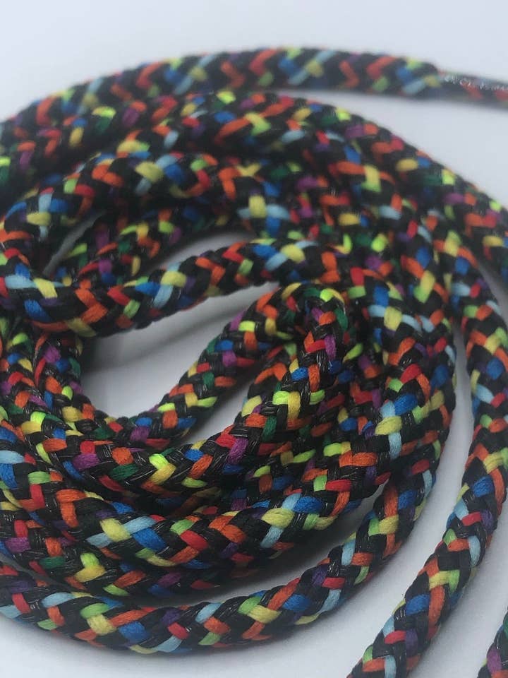 Black Rainbow Chevron Pattern Round Shoelaces for wholesale by The Shoelace Factory