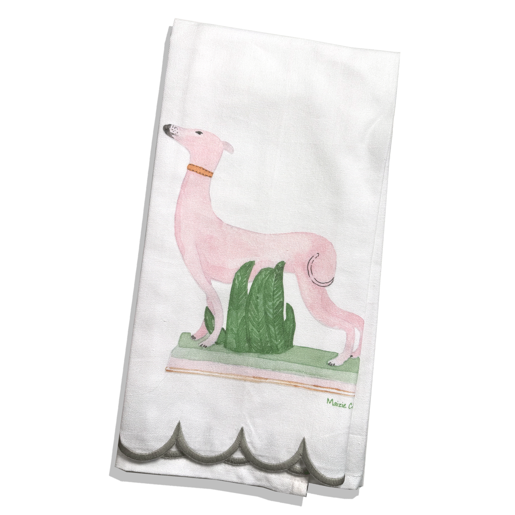 Maizie Clarke LLC - Wholesale Tea Towel - Staffordshire Dog Scalloped Tea Towel1