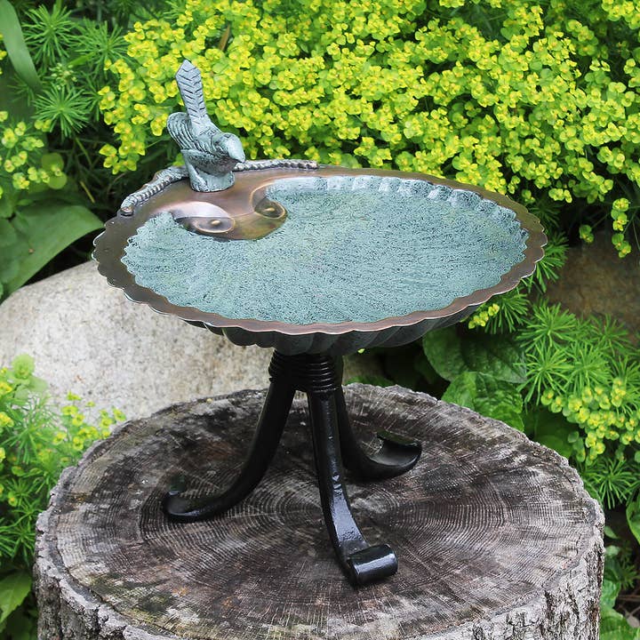 Scallop Shell Birdbath- Tripod Stand for wholesale by ACHLA Designs