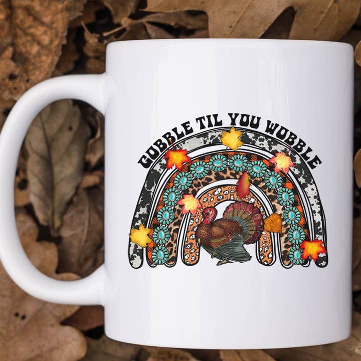 Gobble Til You Wobble Rainbow White Mug and other Purchase Wholesale wobbles. Free Returns & Net 60 Terms on Faire trending on Faire.