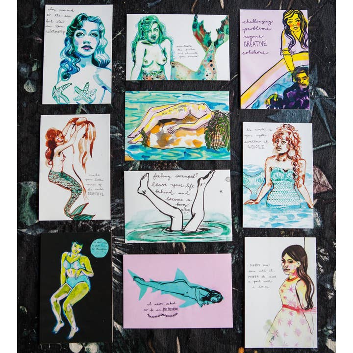 Mermaids and Witches Funny 10-Postcard Pack (4"x6") for wholesale by Broad Sides