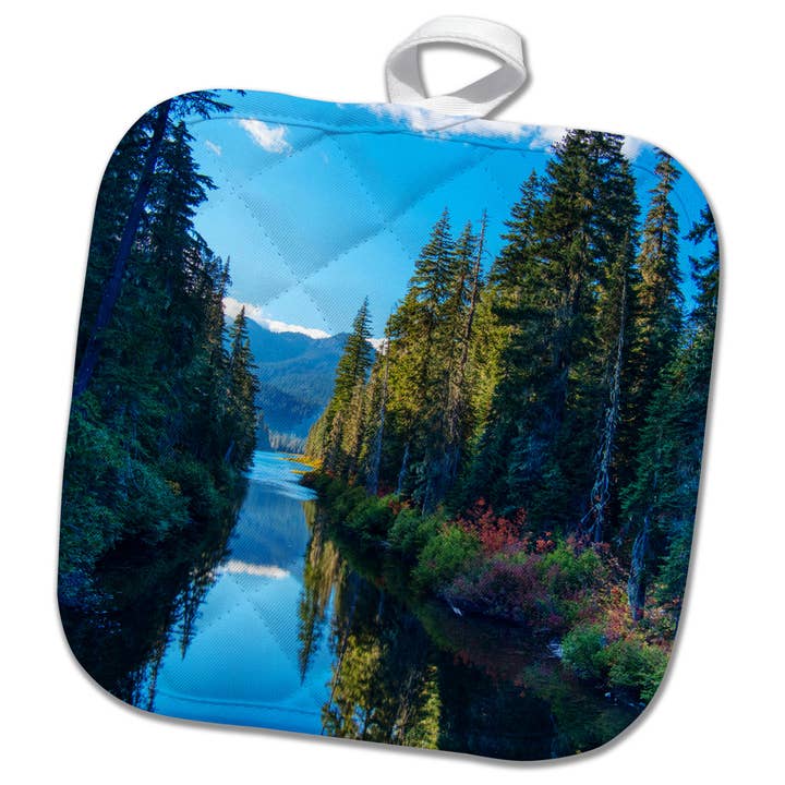 3dRose, Cooper Lake i det centrale Washington. Cascade Mountains spejler sig., Grydelap for engroshandel hos 3dRose