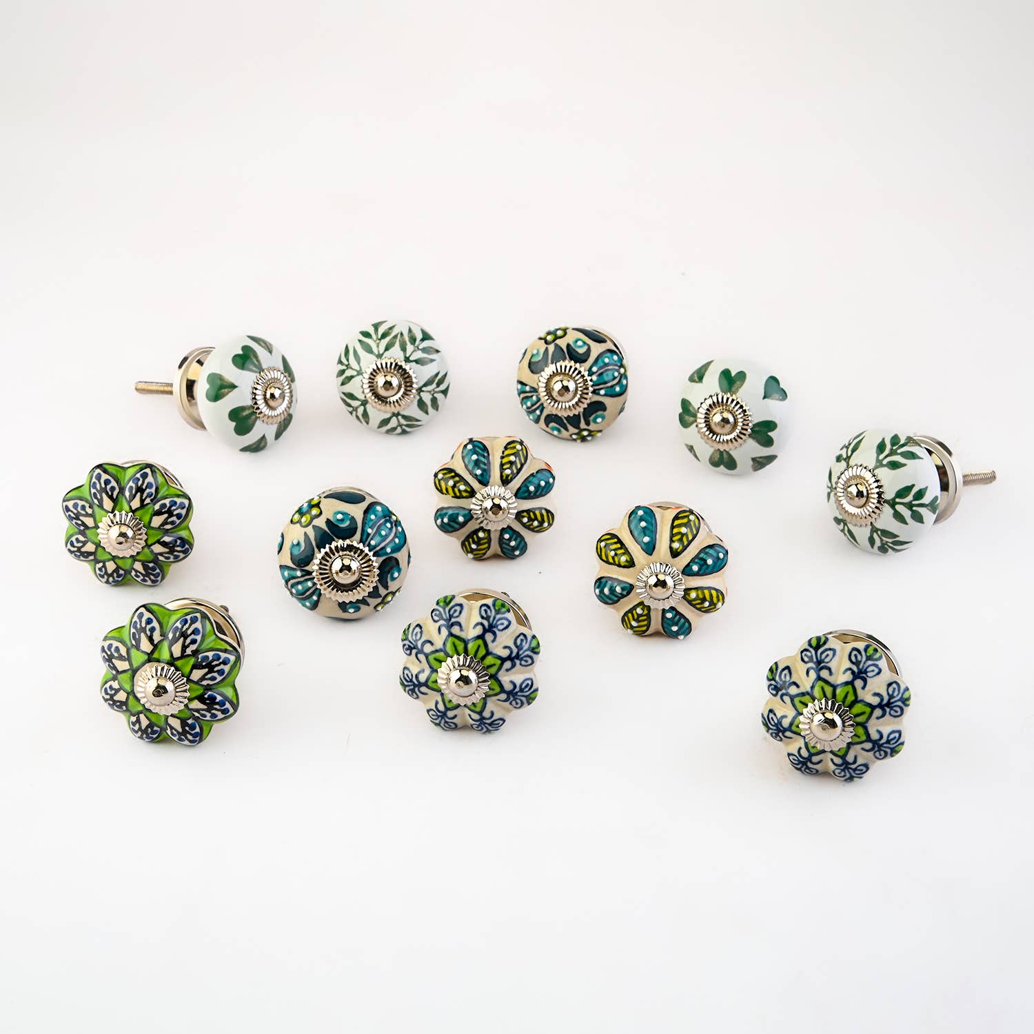 Perilla Home - Wholesale Knob/Pull - Set of 12 Garden green ceramic knobs1