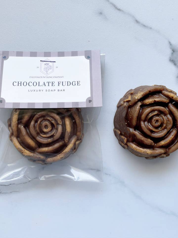 Artisan Luxury Soap Bar- Chocolate Fudge Rose | Made with Kaolin Clay | Chocolate Fudge Collection | Free Shipping | Cold Process Soap | for wholesale by Daisy Mountain Company