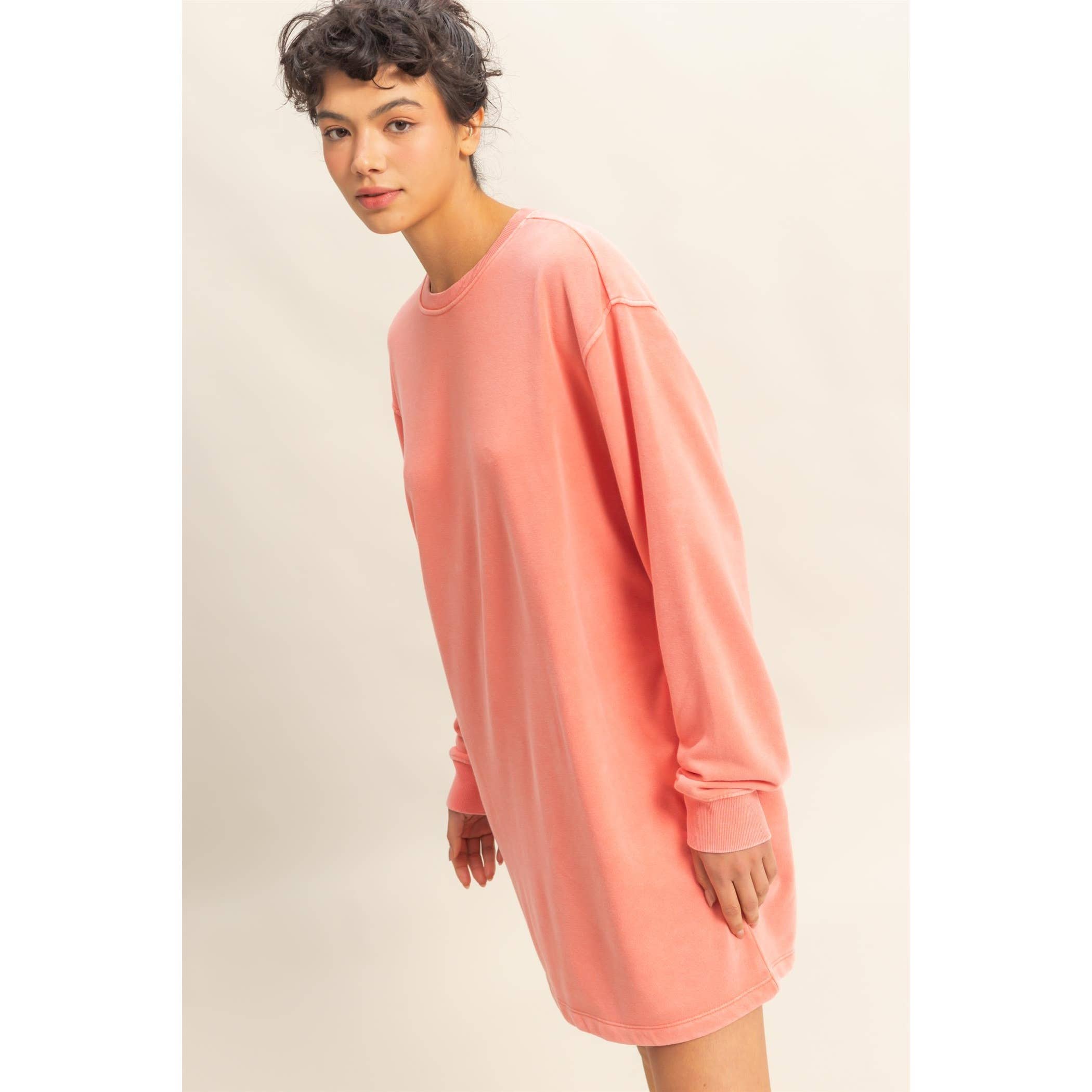 Double Zero - Wholesale Dress - Women's - Long Sleeve Oversized Mini Dress4
