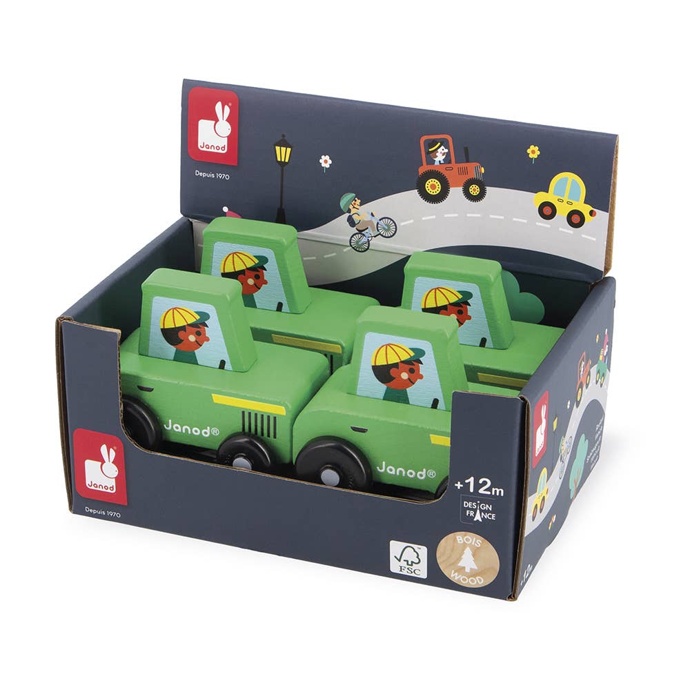 Janod - Wholesale Toy Set - Kids - Crossroads | Countryside | Green Tractor | Display x43