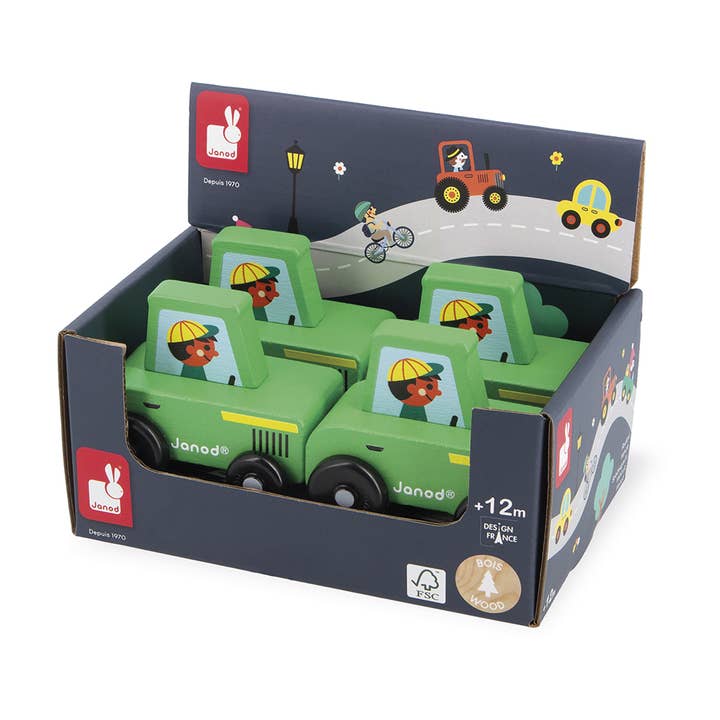 Janod - Wholesale Toy Set - Kids - Crossroads | Countryside | Green Tractor | Display x43