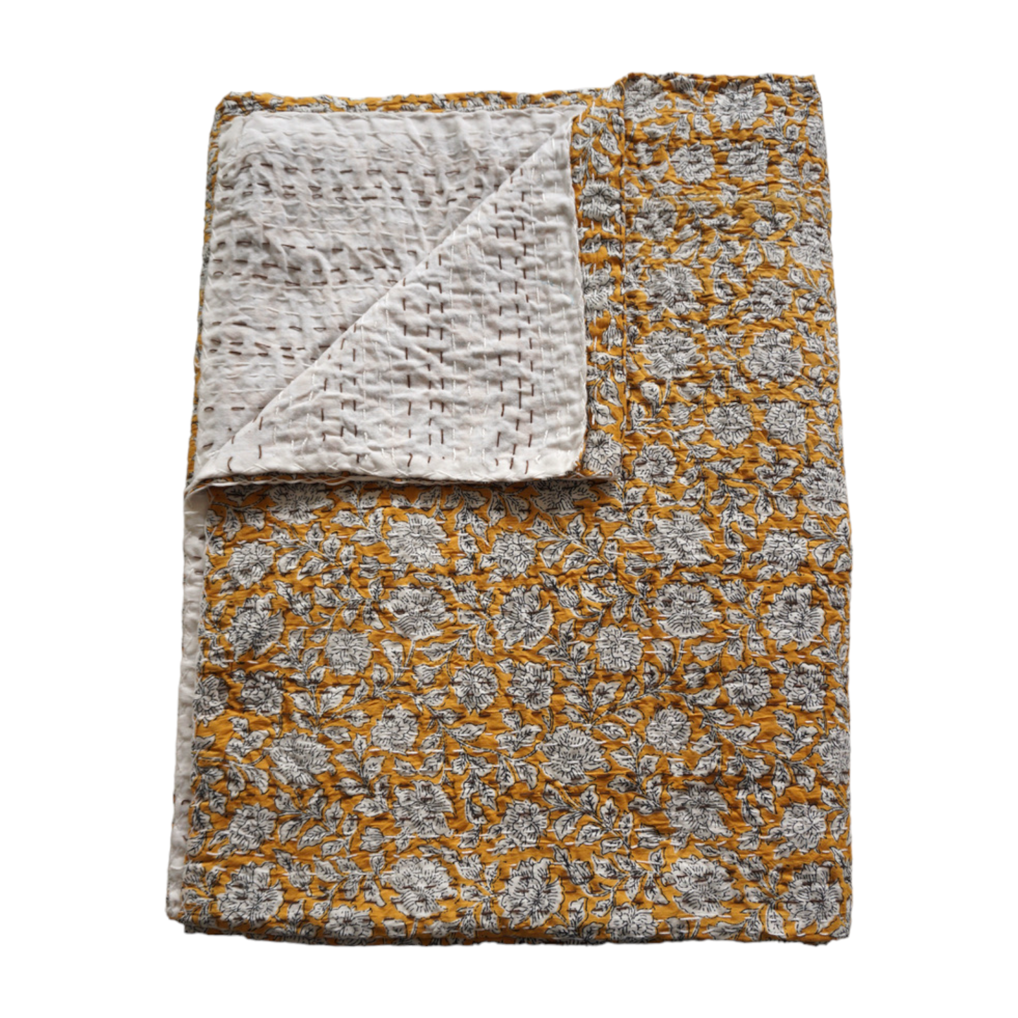 Claire Beaugrand - Wholesale Quilt - “Yellow” printed cotton bedspread2