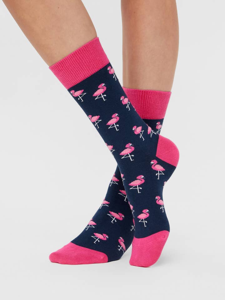 Natural Vibes - Venta al por mayor Calcetines - Unisex - Flamingo Socks - Calcetines orgánicos coloridos con flamencos