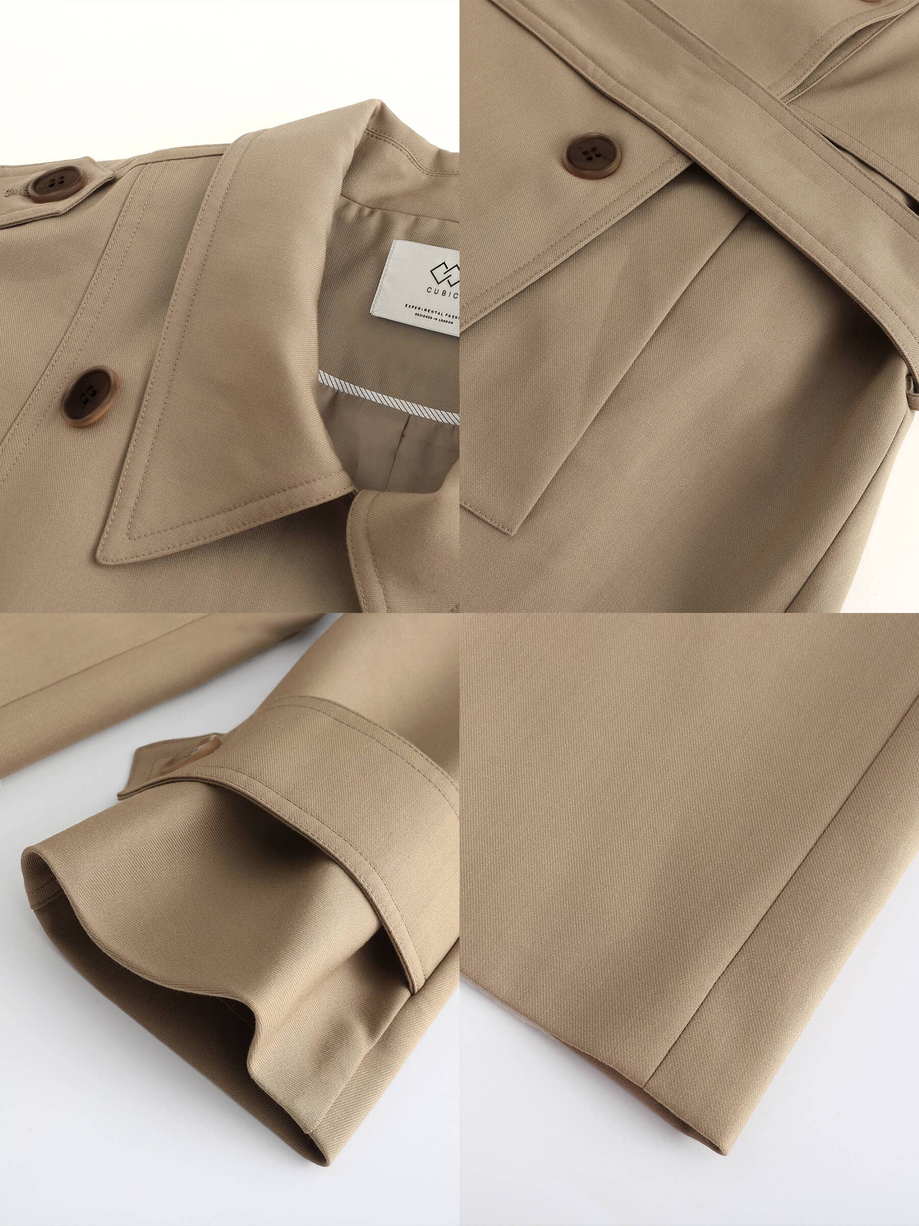 CUBIC – Großhandel Trenchcoat – Damen – Doppelreihiger Trenchcoat mit Gürtel in Khaki2
