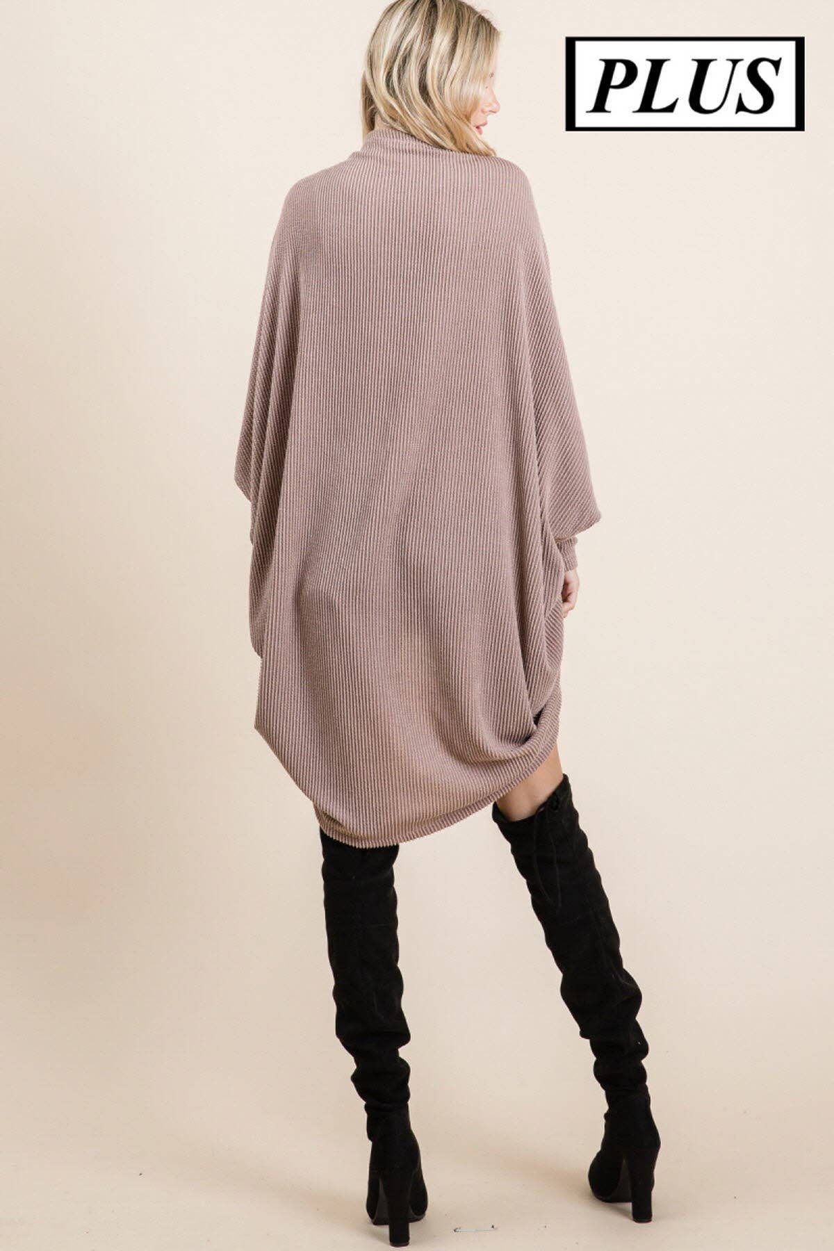 Pink Irene Wholesale - Wholesale Cardigan - Women's - PLUS LONG SLEEVE SOLID KNIT COCOON CARDIGAN7
