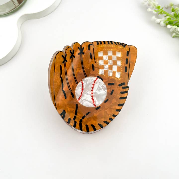 mildstyles - Wholesale Hair Clip - Women's - ⚾ Baseball Glove Print Claw Clip – Sporty & Fun Hair Clip