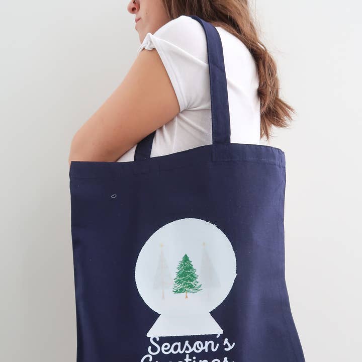 Winter Wonderland Tote Bag – Snow Globe & Christmas Tree for wholesale by Abate Graphics