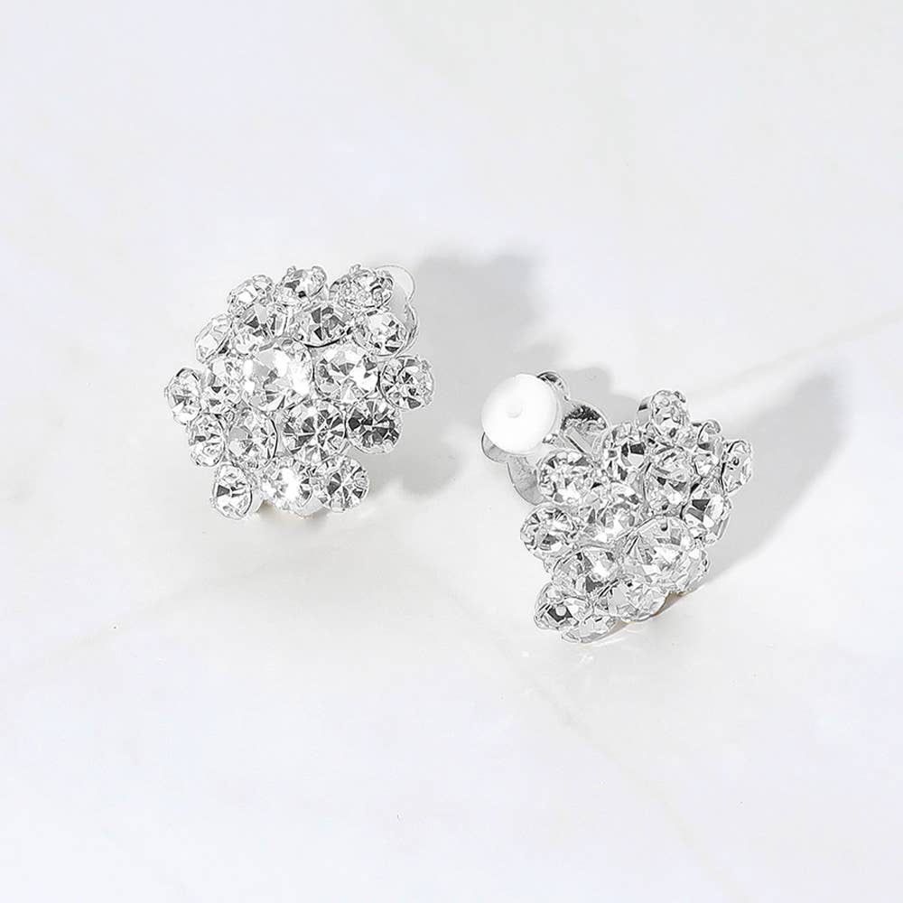 Sensibling Corp. – wholesale Clip-on-örhängen – Rhinestone-klusterblomma kvällsörhängen med clips8