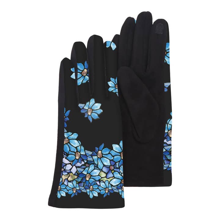 RainCaper - Wholesale Gloves - Women's - Fine Art Tiffany Clematis Womens Touch Screen Gloves - One Size Fits All