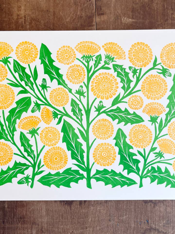 Serie Jardín: Impresión Risográfica de Diente de León para venta al por mayor de Katharine Watson