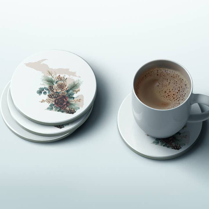Ensemble de sous-verres d'automne de l'État du Michigan | Série Quatre Saisons pour la vente par Paperfinch Design