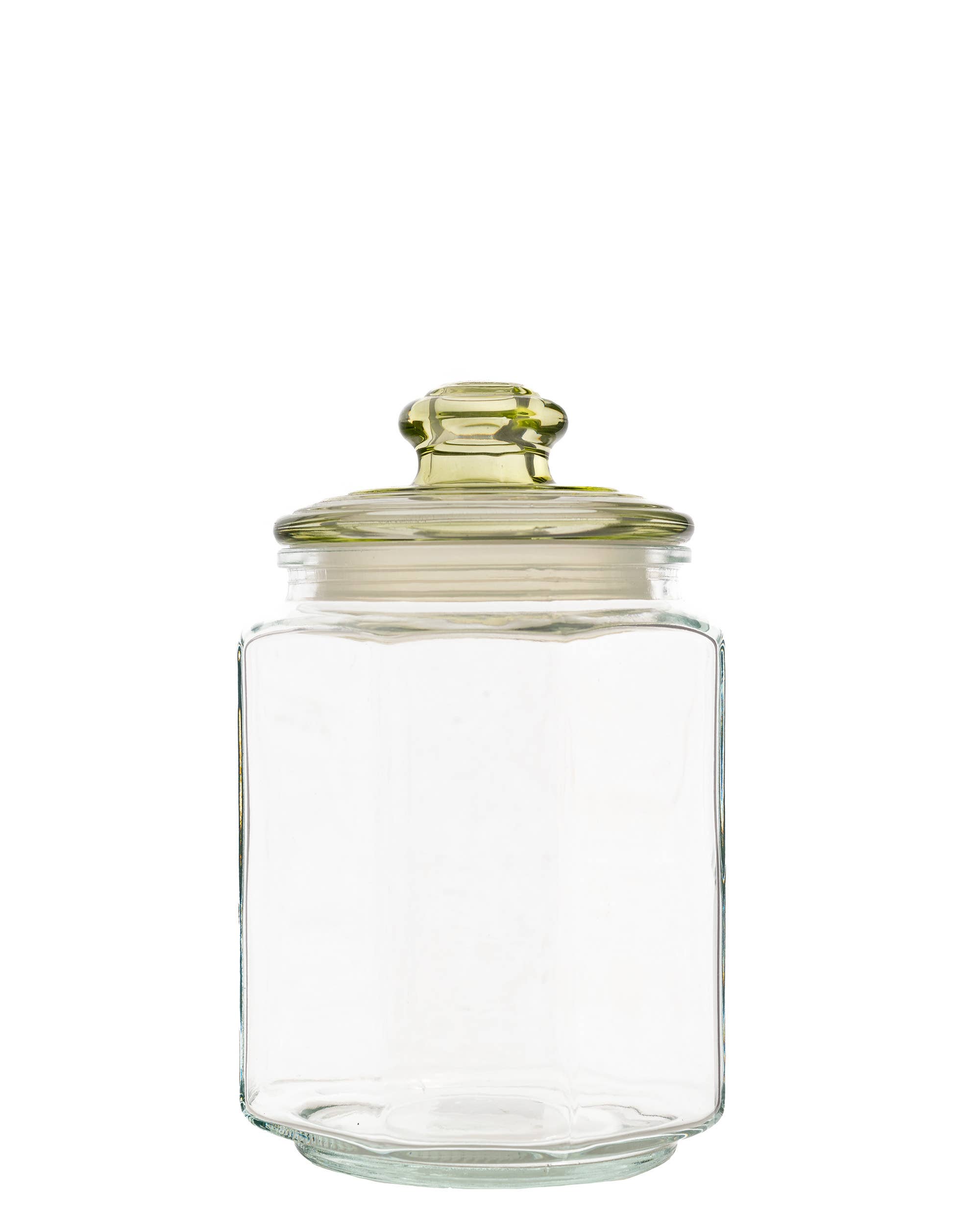 10 Strawberry Street - Wholesale Canister - Alcott Cannister, Clear with Jade Lid, Medium