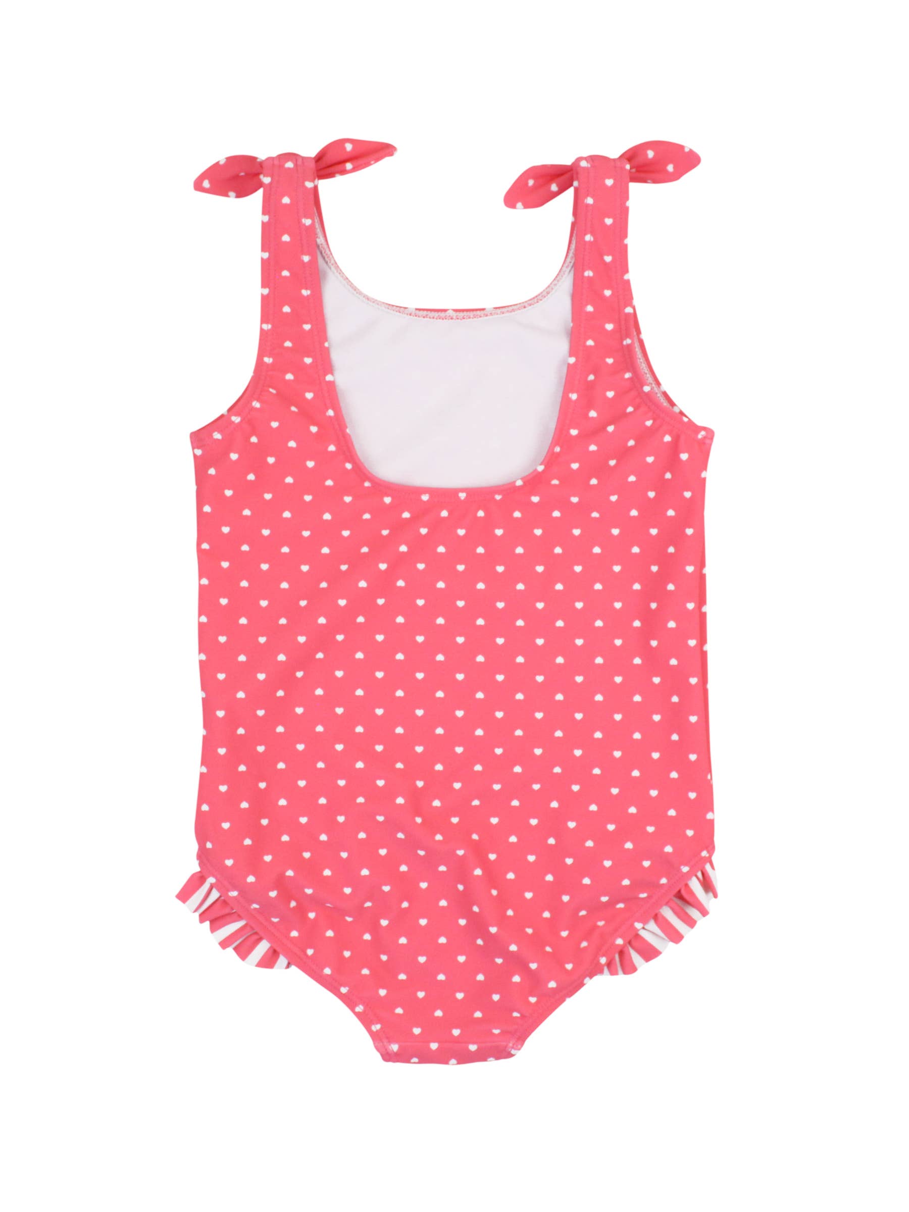 Rose Maillot de bain une pièce à pois cœur rose vif pour filles avec bretelles à nouer en vente sur Faire1