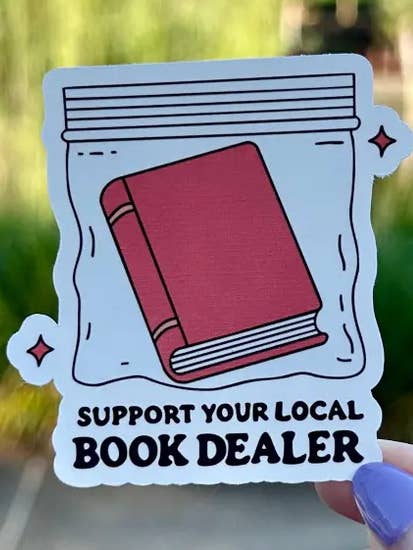 Support your local book dealer | water resistant sticker for wholesale by Tally Plant Club