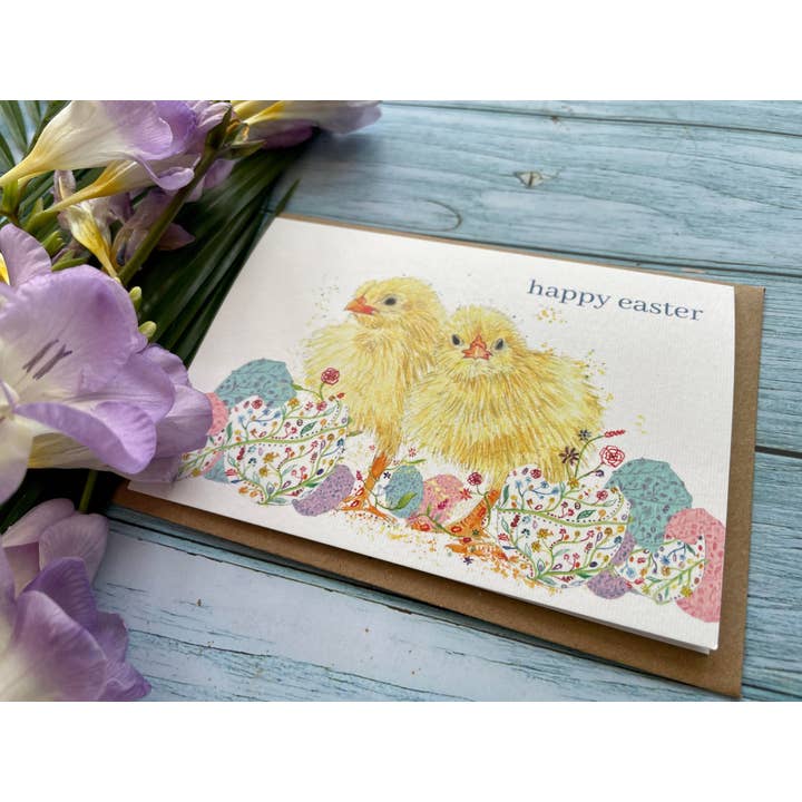 Jen Winnett Eco Artist - Wholesale Easter Card - Easter Chick Eco Card | Blank Nature Colourful Watercolour1