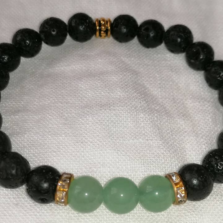 Bracelet noir aventurine verte pour la vente par Blue Moon Bijoux