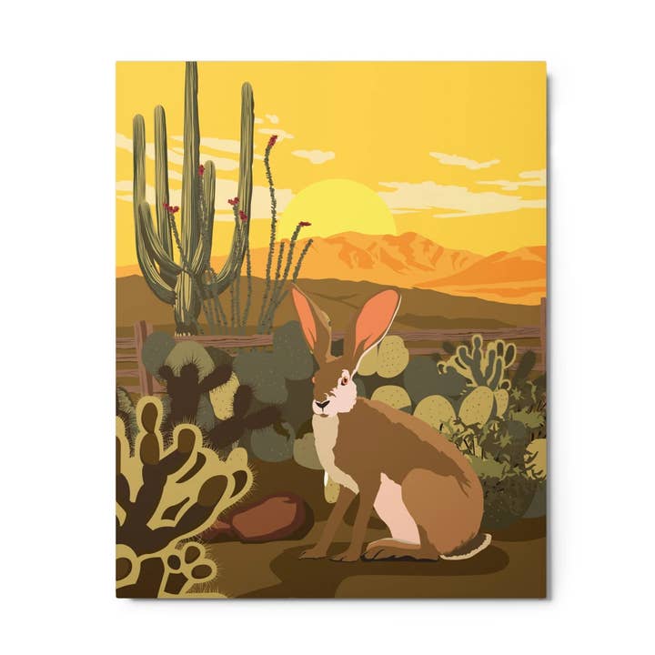 Print 8x10 Jackrabbit Southwest for wholesale by RetroTrek, DBA Sunny Days Gifts