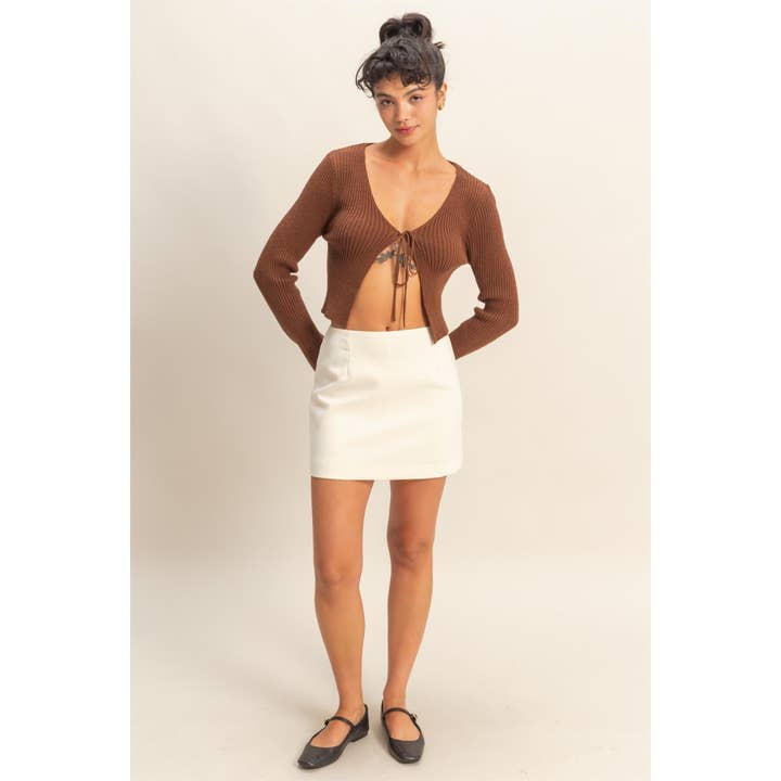 HYFVE - Wholesale Cardigan - Women's - Tie Front V Neck Ribbed Cardigan8