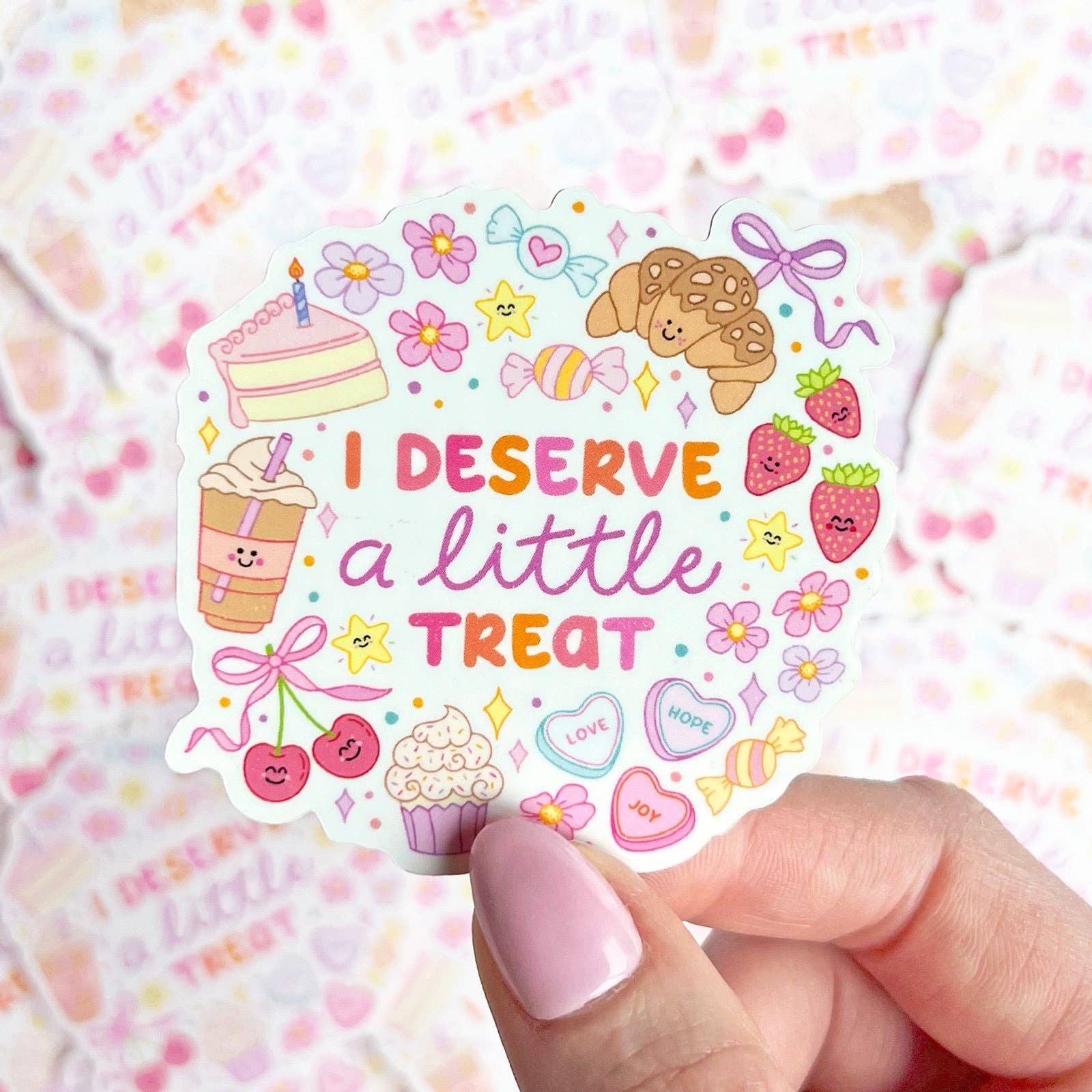 The Rosy Redhead - Wholesale Sticker - I Deserve A Little Treat Positive Cute Waterproof Sticker4