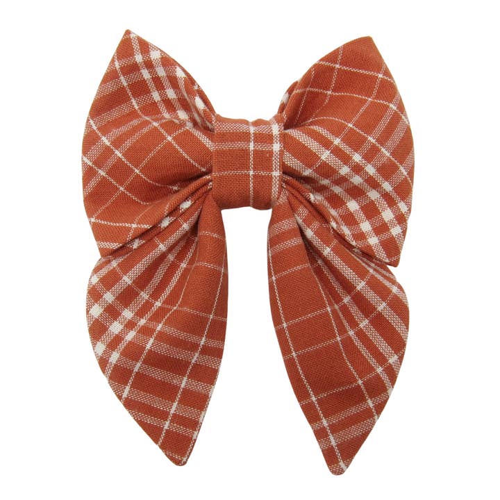 Homespun Plaid Lady Bow for Dogs | Fall Bow for wholesale by Winnie and the Hound